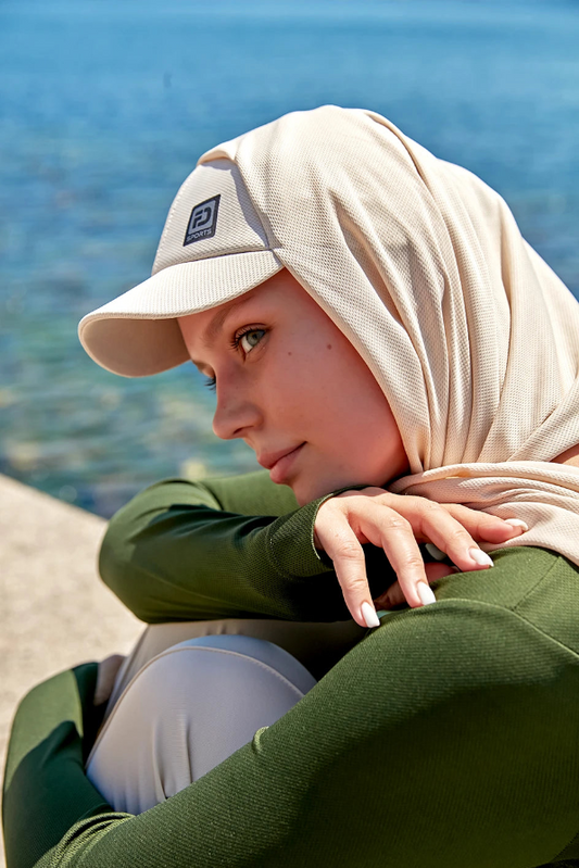 Sports hijab with cap - Beige