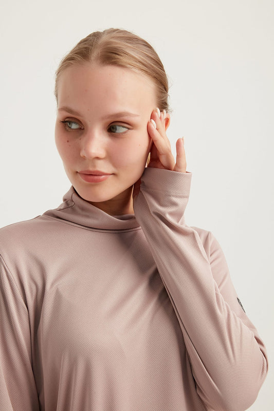 GYM-FIT Turtleneck Tracksuit Top - Blush