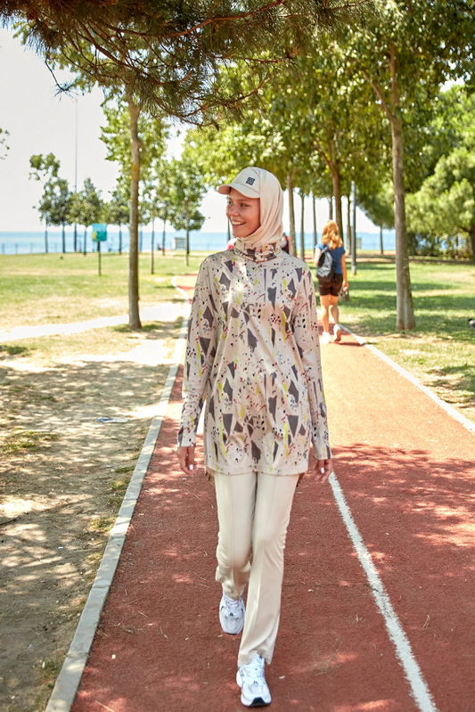 GYM-FIT Turtleneck Tracksuit Top - Patterned