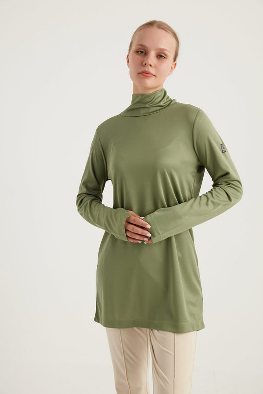 GYM-FIT Turtleneck Tracksuit Top - Green