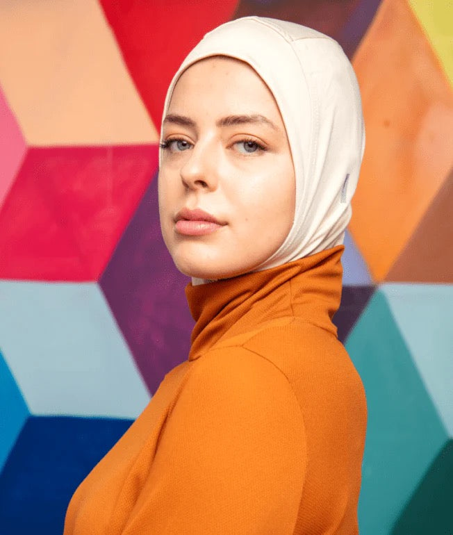 Top and matching Hijab - Red & Beige