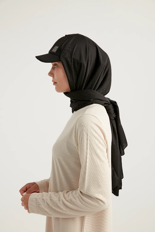 Sports hijab with cap - Black