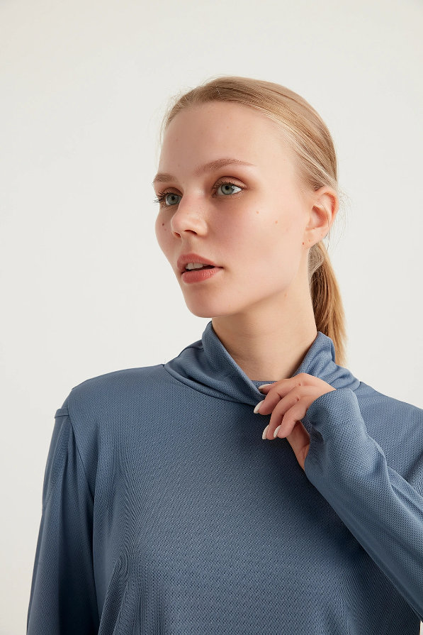 GYM-FIT Turtleneck Tracksuit Top - Blue