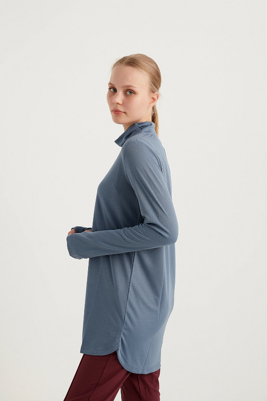 GYM-FIT Turtleneck Tracksuit Top - Blue