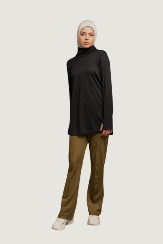 GYM-FIT Turtleneck Quick Dry Tracksuit Top - Black