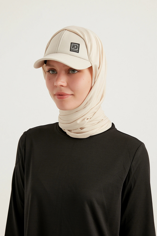 Sports hijab with cap - Beige