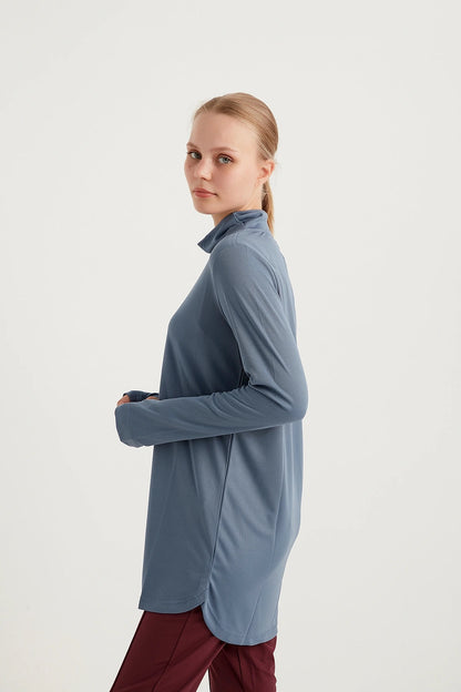 GYM-FIT Turtleneck Tracksuit Top - Blue