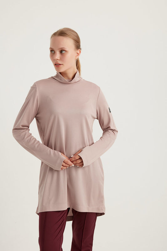 GYM-FIT Turtleneck Tracksuit Top - Blush