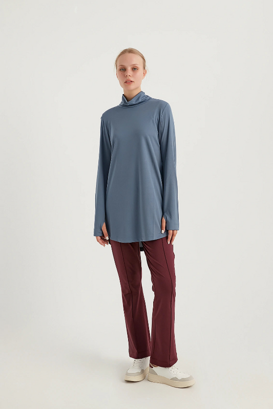 GYM-FIT Turtleneck Tracksuit Top - Blue