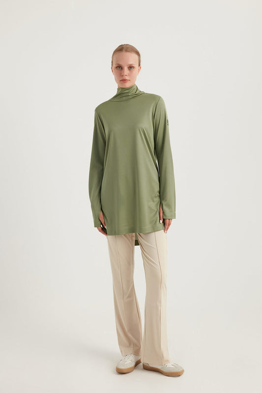 GYM-FIT Turtleneck Tracksuit Top - Green