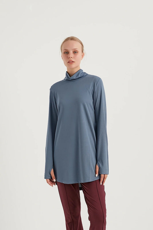 GYM-FIT Turtleneck Tracksuit Top - Blue