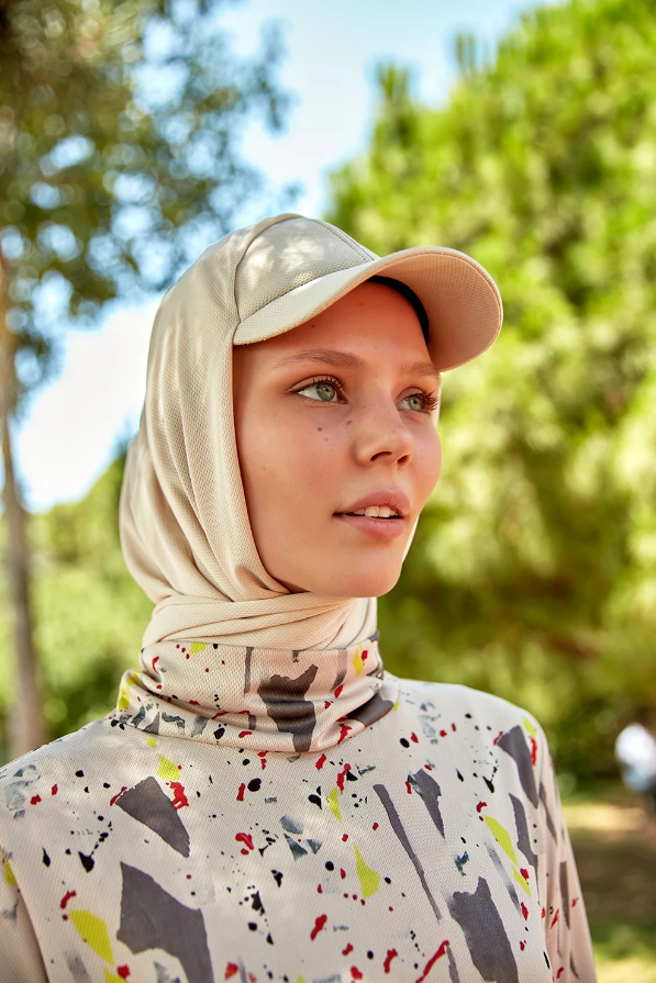 Sports hijab with cap - Beige