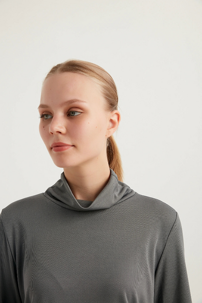 GYM-FIT Turtleneck Tracksuit Top - Grey