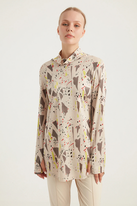 GYM-FIT Turtleneck Tracksuit Top - Patterned