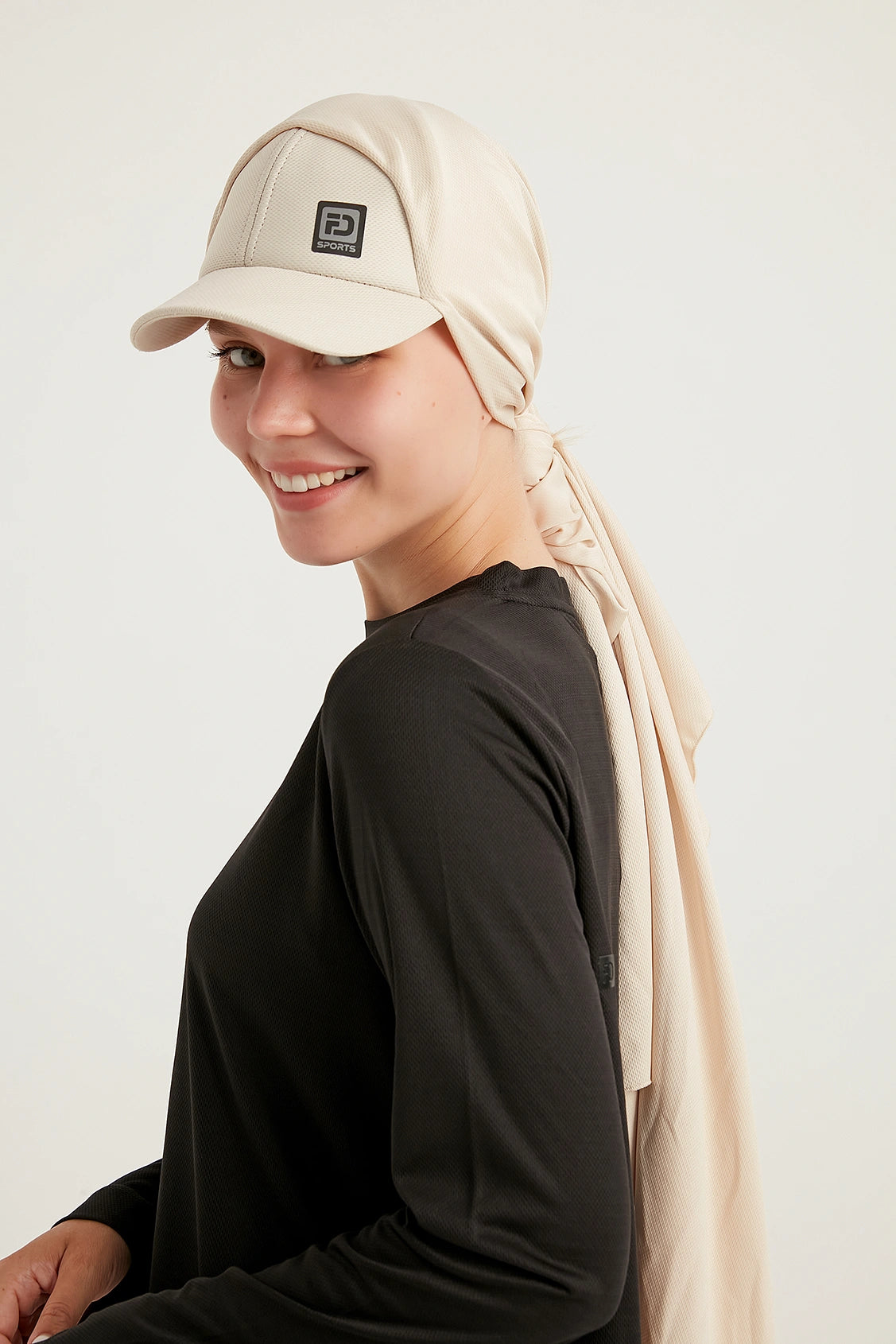 Sports hijab with cap - Beige