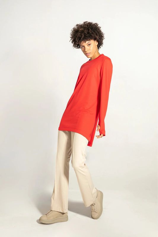 GYM-FIT Crewneck Tracksuit Top - Red